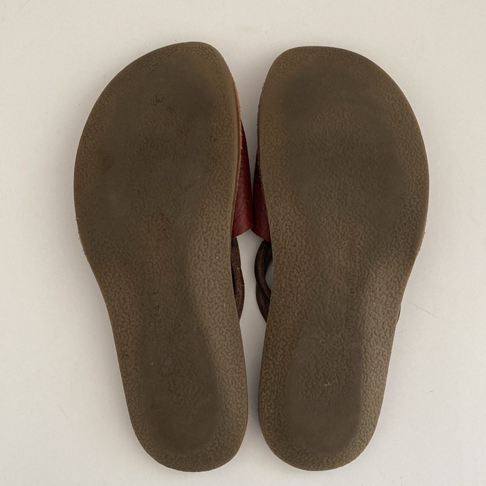 Mana Burgundy Leather Slip-On Straps Sandals sz 7.5 Cottage Boho - Picture 9 of 10